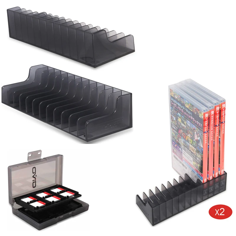 

Nintend Switch Game Card Box Storage Stand Holder For 24pcs CD Disks or Card Holders Support 2pcs/lot With Cartridge Card Case