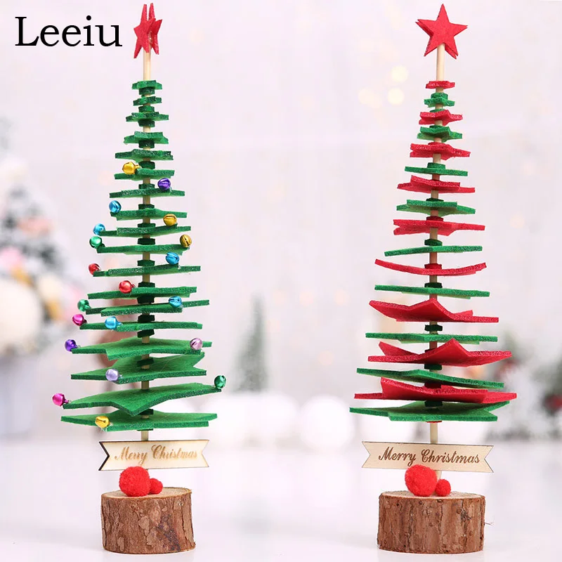 Leeiu 1 шт. DIY Войлок Рождественская елка с колокольчиками веселое Рождественское украшение для дома счастливый год вечерние подарки Рождественские принадлежности