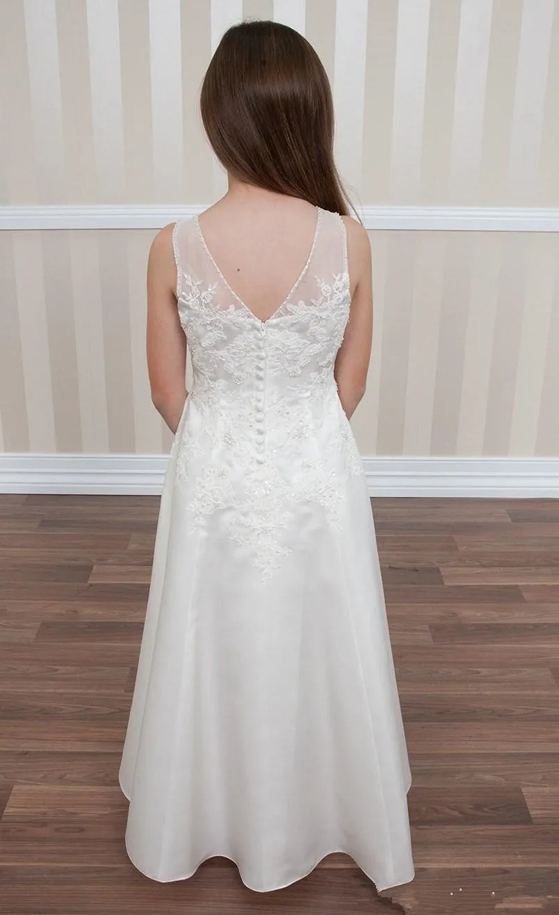 Платье для свадьбы с аппликацией в виде цветка Longo vestido De Casamento, красивое платье для причастия