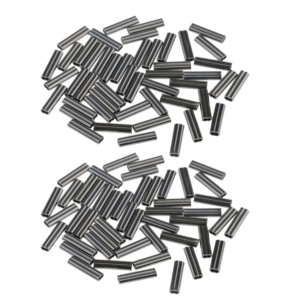 MagiDeal 100Pcs Copper Double Barrel Crimping Sleeves 0.8mm Bore Tube Connector Fishing Tools