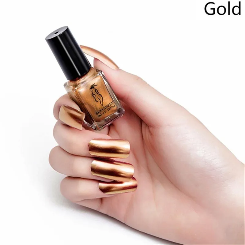 6ML Mirror Effect Nail Polish Metallic Pigment Chrome Nail Art Purple Rose Gold Silver Varnish For Nails Manicure Lacquer - Цвет: 2