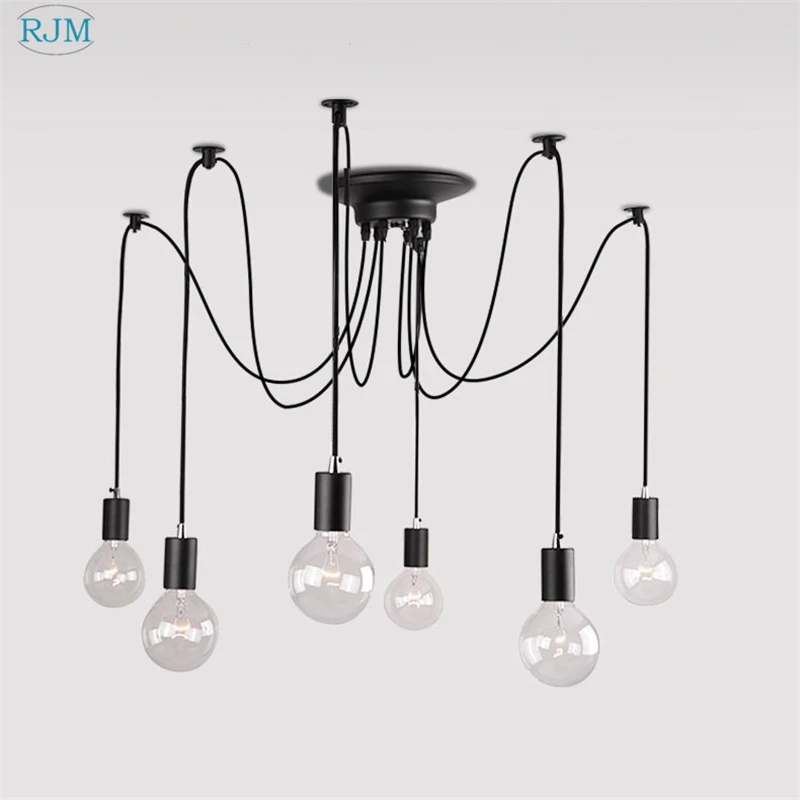 

Retro Art Iron Glass LED Pendant Light Industrial Spider Edison Hang Lamp for Clothing Store Bar Restaurant Living Room Lighting
