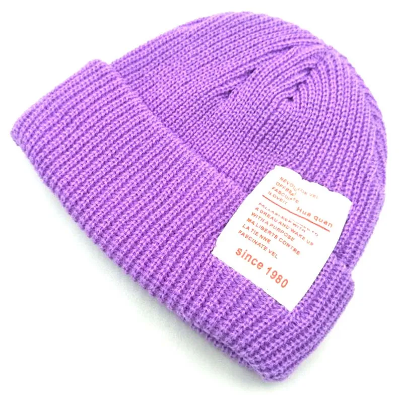 

Korean Candy Color Patch Flanging Children Knitted Caps Autumn Winter Brand Skullies Beanies Kids Boy Girl Woolen Hat Pompom
