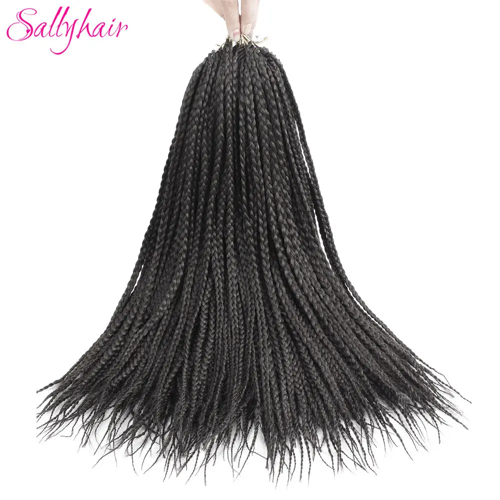 Sallyhair Brands 3X Afro Box Braids 22inch 22 Pcspack Synthetic Crochet Ombre Tow Tone Braiding Hair Extensions Black Brown Bug (7)