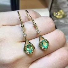 natural green emerald earrings 925 silver Natural gemstone earring women personality romantic fashion fine earrings for party