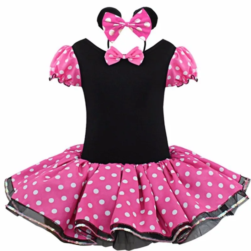

New Summer minnie kids dresses for girls princess party children girls clothing Cosplay Girls Minnie Dress+Headband Baby 2-7Y
