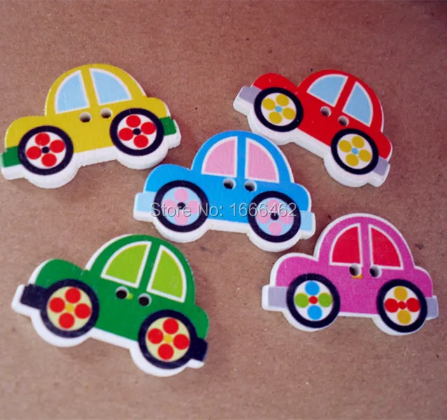 

Wholesale 50PCs Wood Buttons Sewing Car Scrapbooking Cartoon Mixed 20*30MM