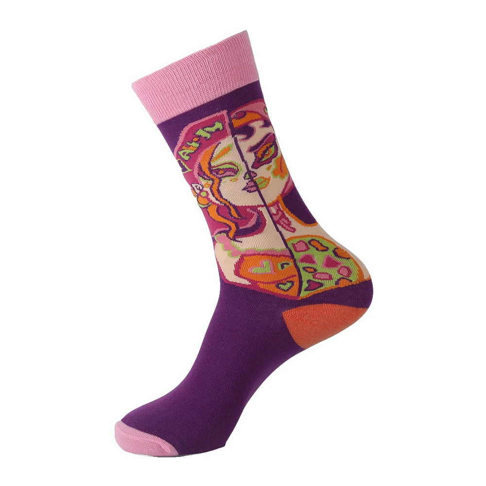 VPM, новинка, цветные хлопковые женские и мужские носки, Harajuku, забавные, фруктовые, морские цветы, крутые, нарядные носки для свадьбы, рождественский подарок - Цвет: b328