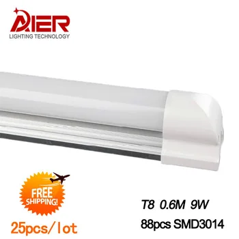 

Fedex Free Shipping 25pcs/lot 9W 600MM T8 LED Tube Light integrated, fix on the wall directly