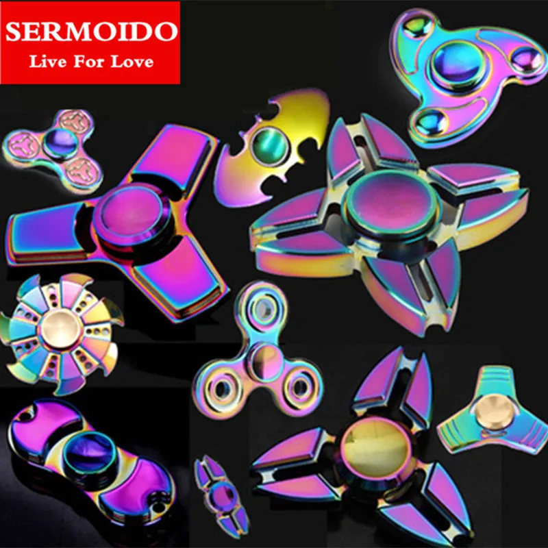 

SERMOIDO Tri-spinner Fidget Spinner Steel Hand Spinner Hybrid Ceramic Bearing Educational Toys Spinner Hand Anti Stress Toy A85