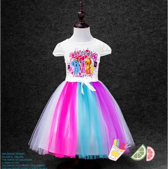 Платье для маленьких девочек возрастом от 2 до 8 лет летние радужные платья для девочек с изображением Маленького Пони Детский костюм принцессы для девочек vestidos