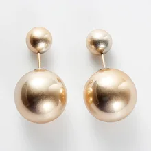 Дорин Box Акриловые двусторонняя ухо Post Серьги-гвоздики шар света золотой 8 мм диаметр. 16 мм диаметр, 1 пара