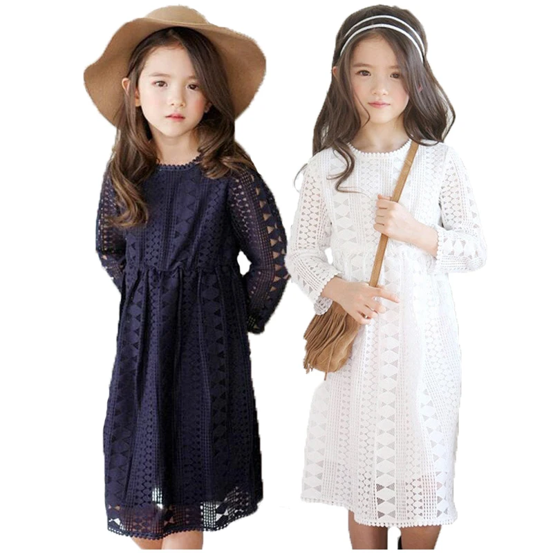 Teen Lady Dress Elegant For Girl Baby Clothes Autumn 2018 Long Sleeve Lace Design Kids Costume Birthday Party | Детская одежда и