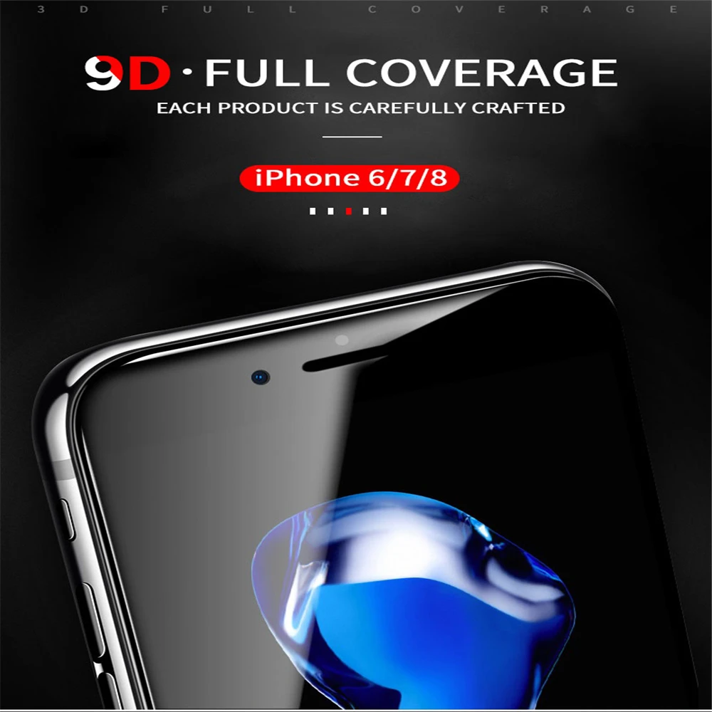 

wangcangli 9D Protective Glass for iPhone 7 Screen Protector iPhone 8 Xr Xs Max Tempered Glass on iPhone X 6 6s 7 8 Plus Glass
