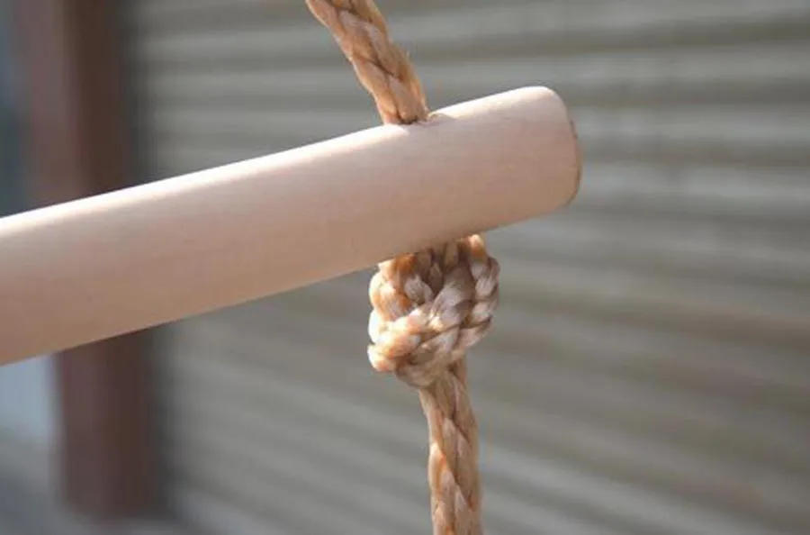 Outdoor Indoor Sturdy Climbing Wooden PE Rope Ladder With 5 Rungs Block Sports Fitness Wooden Set Accessories Toys  (3)