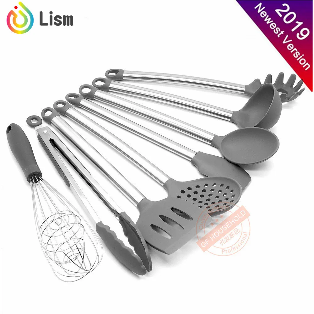 

8-Piece Kitchen Utensil Set Silicone Non stick Cooking Utensils for Kitchen Tools Kitchenware Stainless Steel Handle Spatula Set