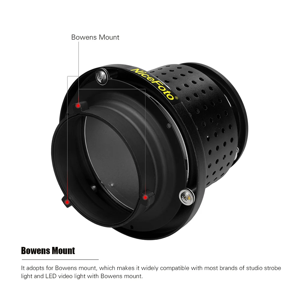 NiceFoto SN-29 вспышка конический тубус видео светильник+ YONGNUO YN50mm F1.8 объектив Bowens крепление фототехники аксессуары для вспышки