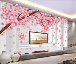 Пользовательские фото 3d росписи обоев Нетканые розовый цветок персика звезда украшения живопись 3D настенная обои для стен 3d