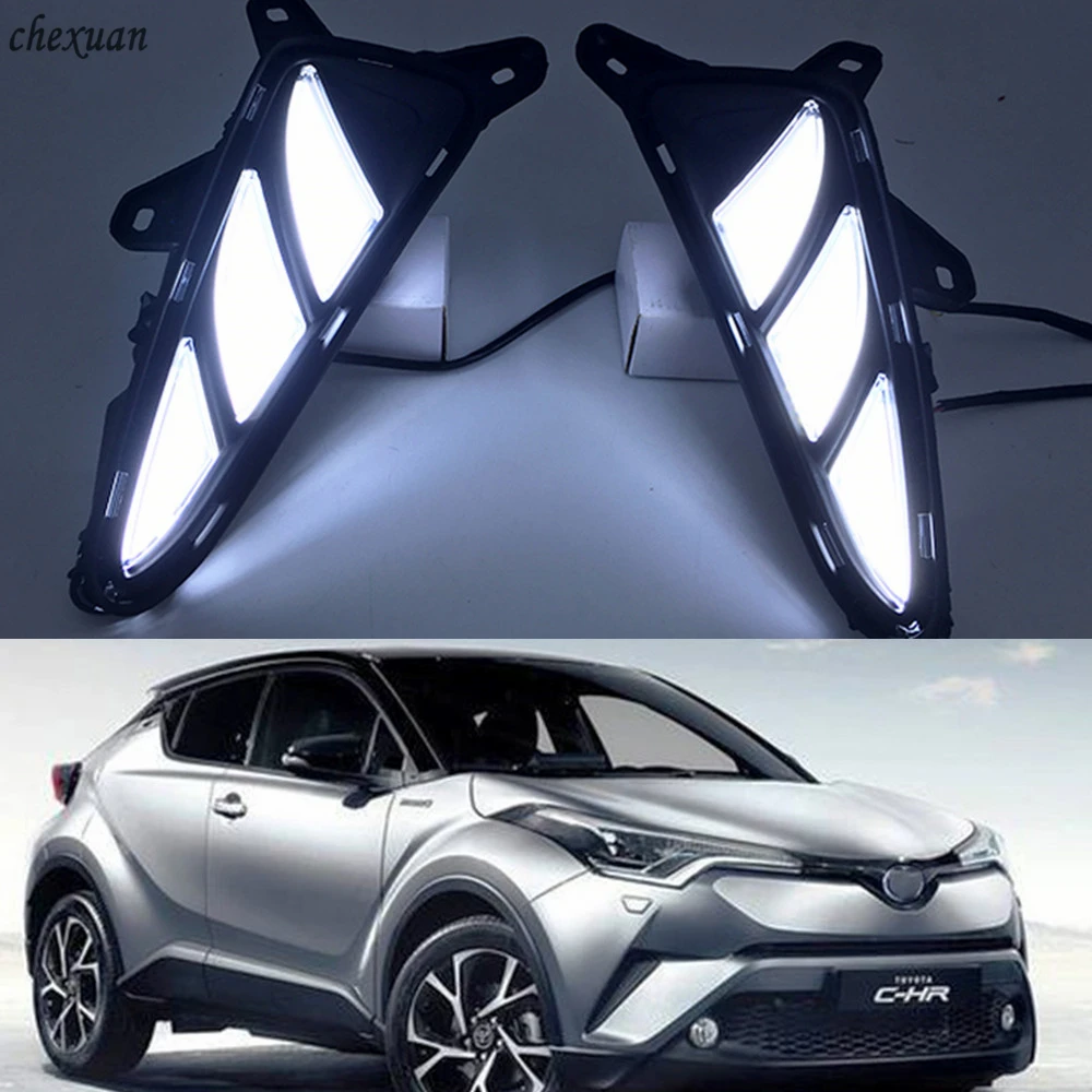 

CSCSNL 1set For Toyota CH-R CHR 2016 2017 2018 2019 With Trun Signal DRL LED Daytime Running Lights Led 12v ABS fog lamp cover