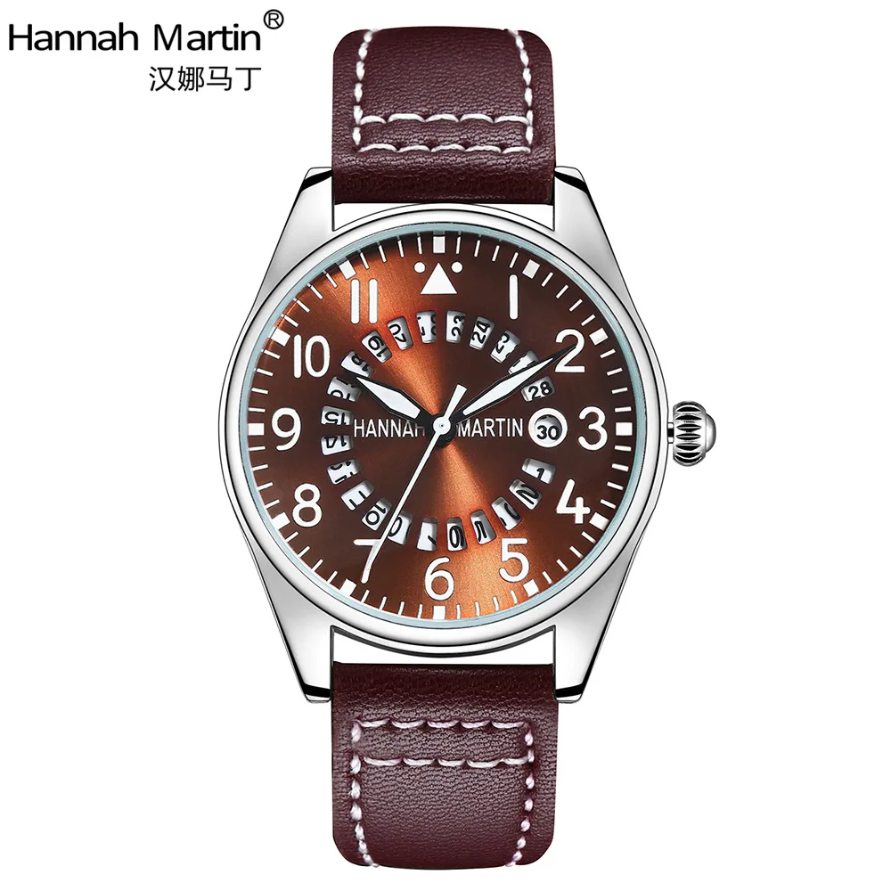 2017 Luxury Mens Pilot Watches Chronograph Leather Automatic Date Men Waterproof Quartz Aviator Military Watch Reloj Hombre | Наручные