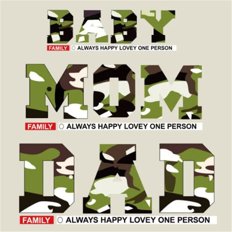 

Camouflage FAMILY PVC Patch deal with it Clothes Heat Transfer Printing T shirt Women iron on patches for clothing girl Stickers