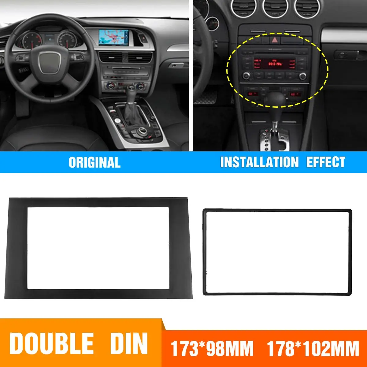 

Double Din Car Radio Fascia for Audi A4(B6)2002-2006 A4 (B7)2002-2007 Seat Exeo 2009+Stereo Panel Dash CD Trim Installation Kit