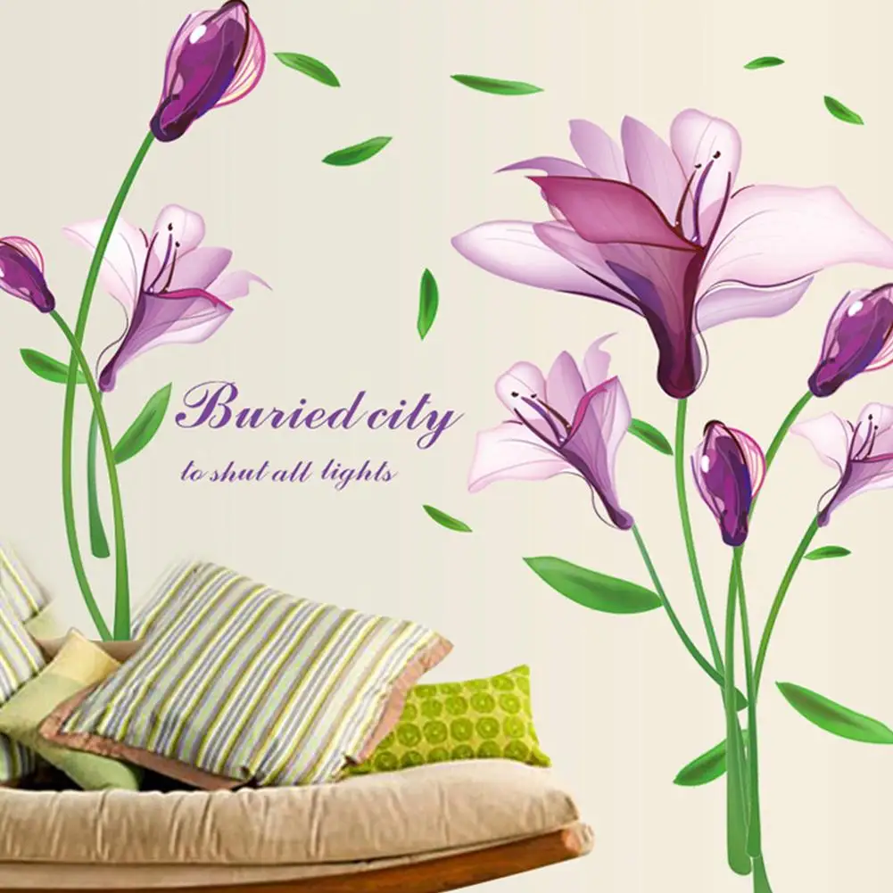 

30# Pretty Flower Design Plant Wall Sticker Decal Home TV Background Bedroom Decoration 23.6" x 35.4"