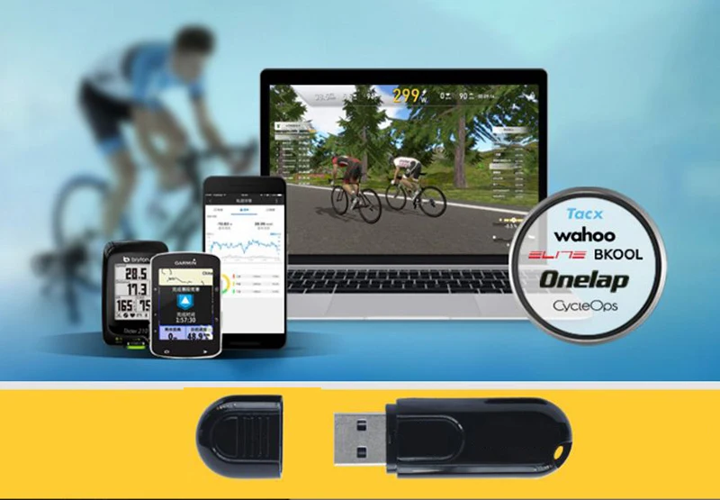 6 Zwift ANT+ USB Transmitter Receiver Compatible Garmin Bryton Bicycle Computer Cycle Bluetooth Speed Cadence Sensor USB ANT Stick