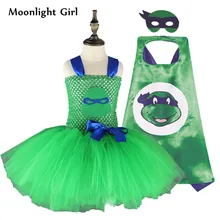 Зеленый костюм черепахи-ниндзя платье-пачка с черепашками-ниндзя для маленьких девочек летние мини-платья для девочек костюм на Хэллоуин для детей, одежда MK039