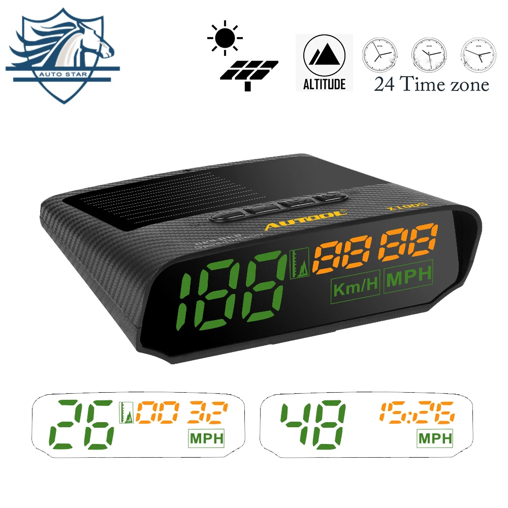 

AUTOOL X100S Universal Car HUD GPS Speedometer MPH/KM/h LED Solar Power Auto GPS Speed Tracker Overspeed Alarm