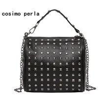 Кожаный кошелек с заклепками, сумки на цепочке, женская сумочка с клапаном, роскошные модные сумки через плечо для женщин, дизайнерские маленькие сумки через плечо