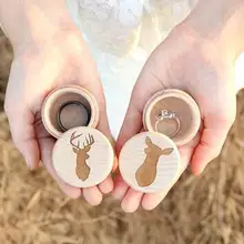 Изготовленный На Заказ Buck и Доу гравировка на дереве рустикальная Свадьба пары кольцо keepsake несущей Коробки подарки на вечеринку, помолвку подарок для влюбленных пар