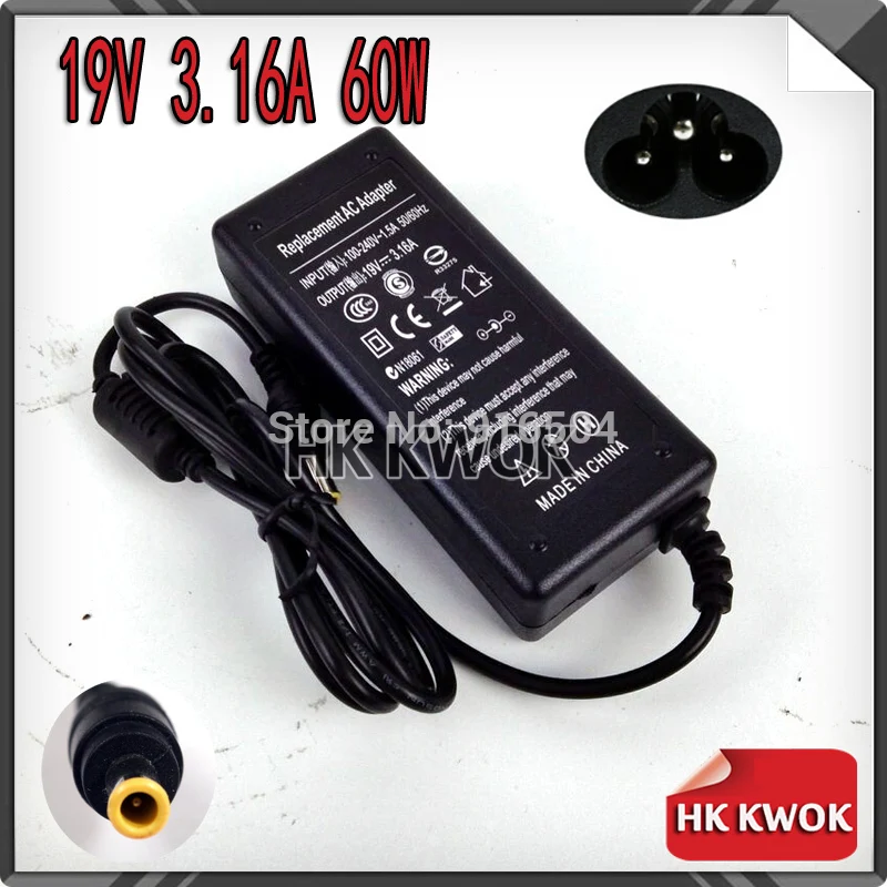 19V 3.16A 5.5*3.0mm AC Power Laptop Adapter For samsung R429 RV411 R428 RV415 RV420 RV515 R540 R510 R522 R530 Notebook Charger