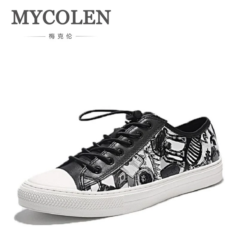 

MYCOLEN Men Shoes Lace-Up Men Casual Shoes New 2017 Plimsolls Breathable Male Footwear Spring Autumn Printed Men Leather Shoes