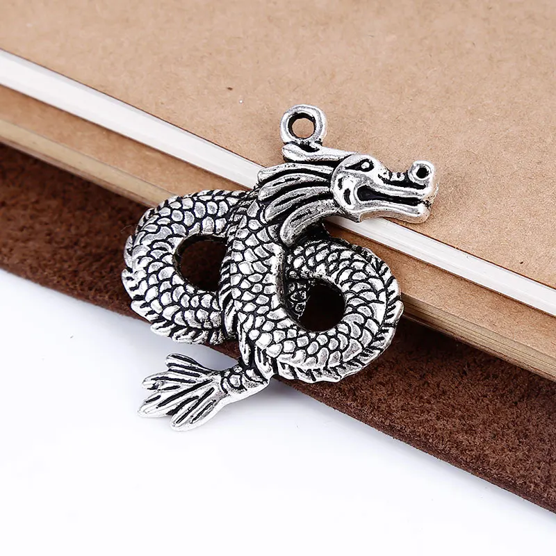 Antique Silver Metal Dragon Charms for Jewelry Making Diy Handmade