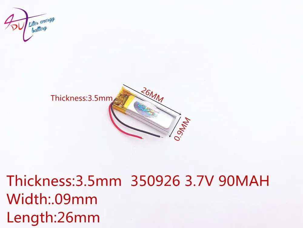 

Liter energy battery 3.7V polymer lithium battery 350926 3.7V 90MAH 351025 small toy MP4 MP3 Bluetooth headset small LED lamp
