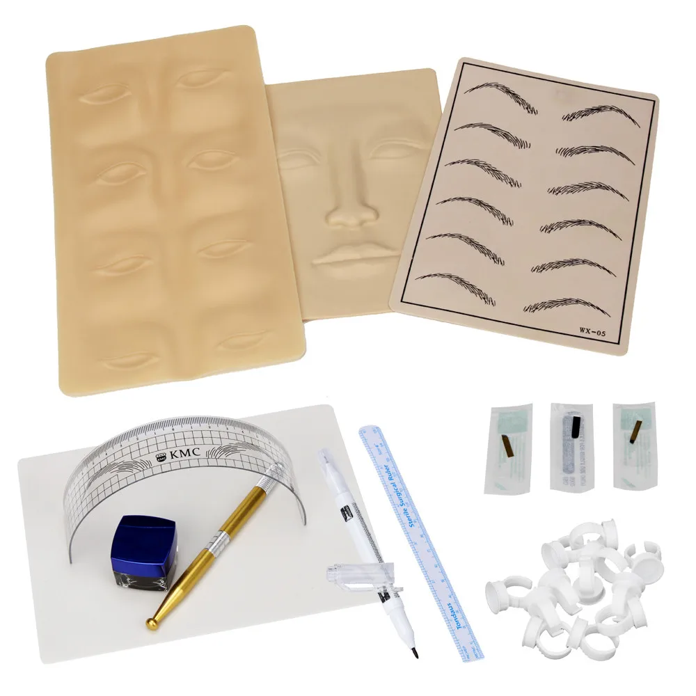 

Permanent Makeup Microblading Eyebrow Tattoo kit Pen Needle Paste Skin Ruler F802