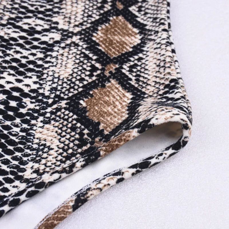 

Newly Women Snake Skin Grain Long Sleeve High Neck Bodysuits Autumn Fashion Sexy Jumpsuit DOD886