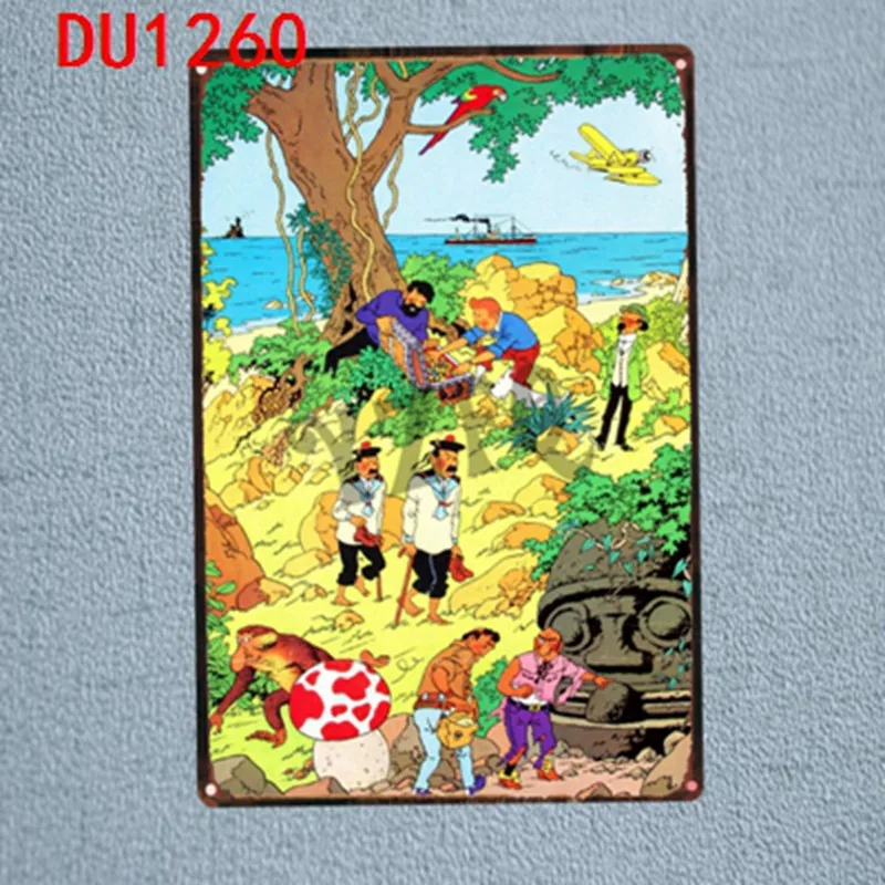 

Tintin Cartoon Tin Signs Metal Plate Wall Pub Kid's Room Home Art Party Decor Vintage Iron Poster Cuadros DU-1260