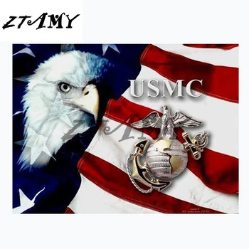

100% Full Drill Square/round USMC Diamond Painting Kit - 5d DIY Cross Stitch Rhinestone Mosaic Bald eagle Home decoration gift