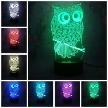 

Best Sell 3D LED Desk Table Lamp Night Light Owl RC Remote 7 Color Changing Touch Art Home Child Bedroom Sleeping Decor Holiday