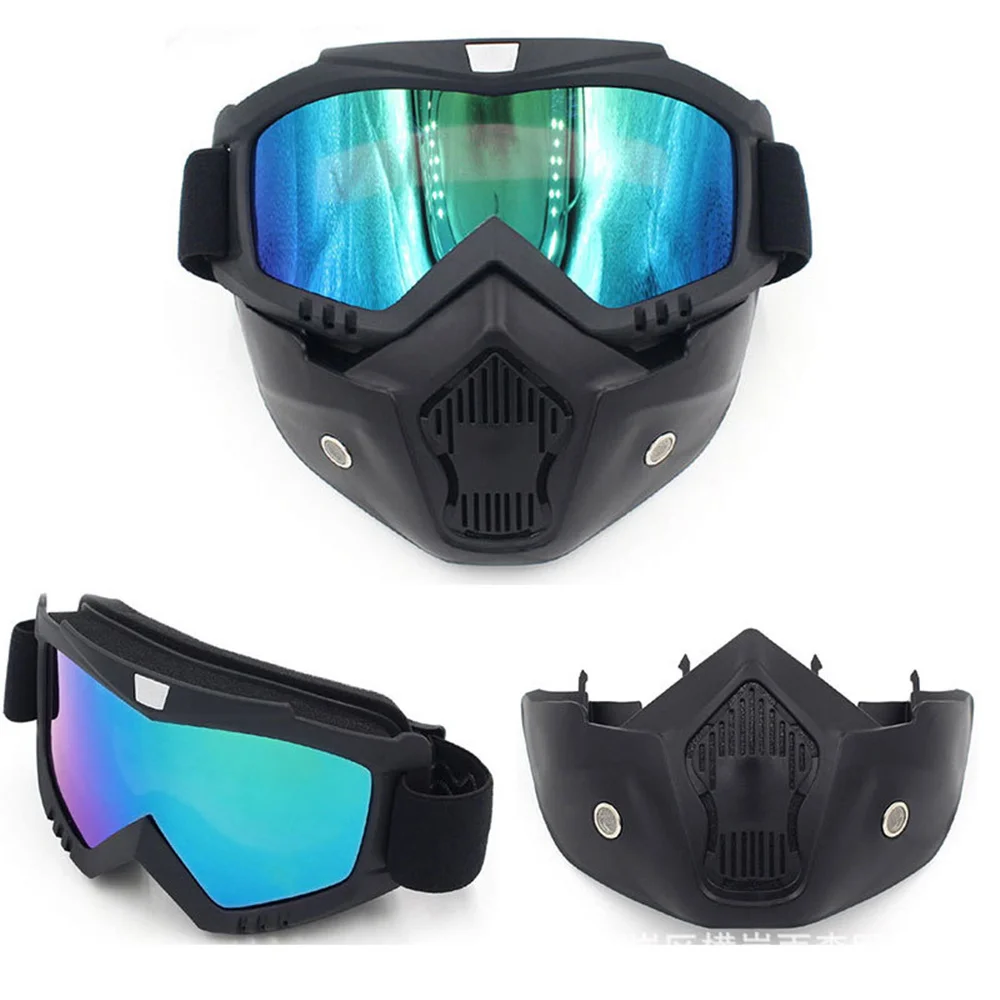 

UV-protection Eyewear Mask Set with Safety Goggles Windproof Dustproof Removable Bicycle Motorcycle Tactical Goggles Mask