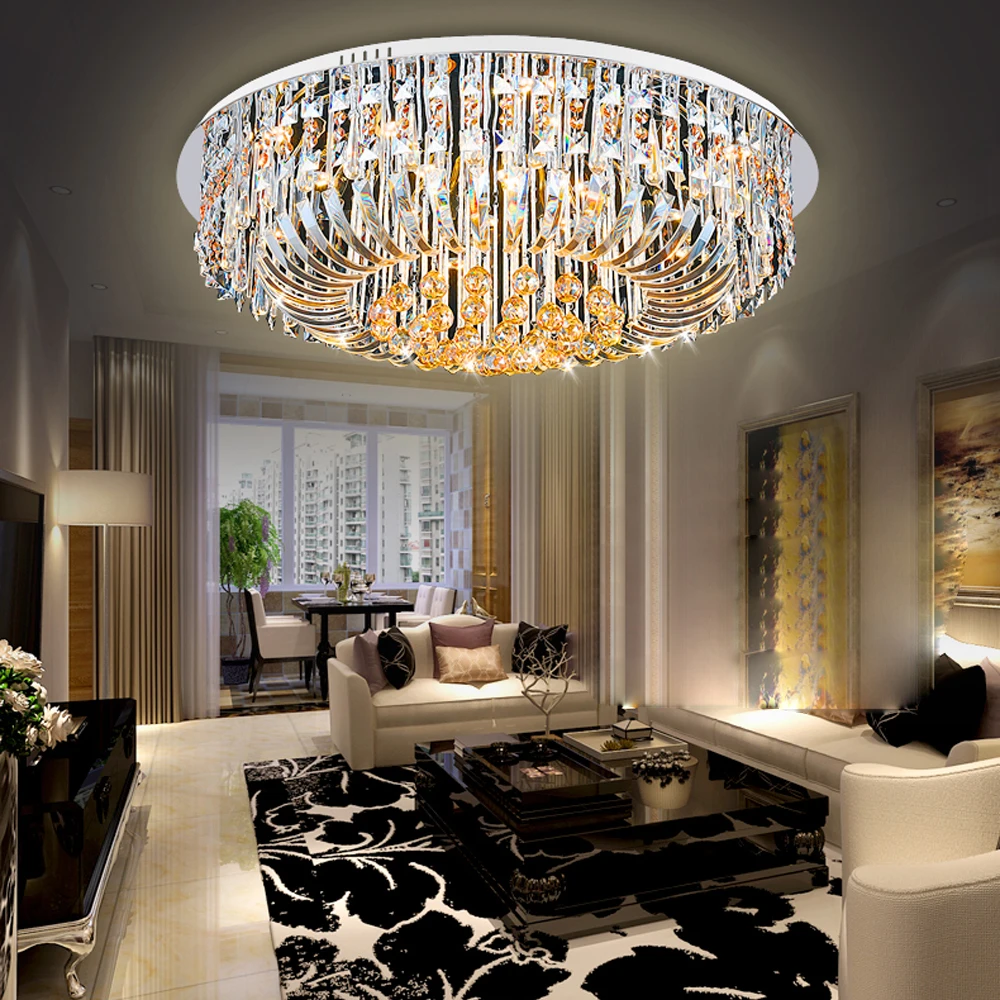 Led moderne runde eisen kristall led lampe led licht deckenleuchten led