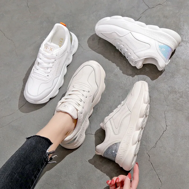 

2019 Women shoes spring White Shoes Sneakers Women Fashion Brand Retro Platform Shoes Ladies Footwear Breathable Mesh Sneakers