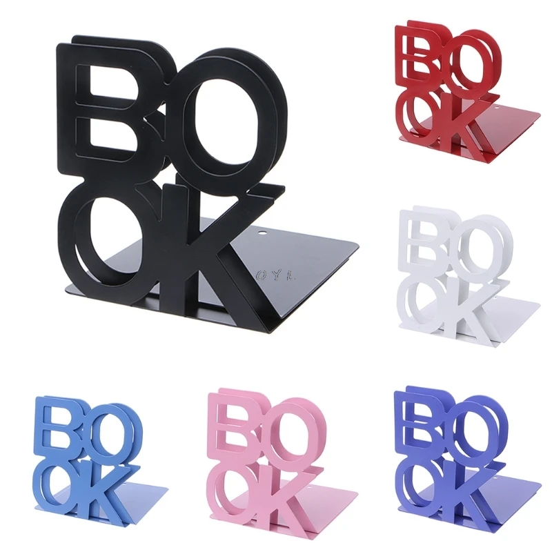 Alphabet Shaped Metal Bookends Iron Support Holder Desk Stands For Books 1
