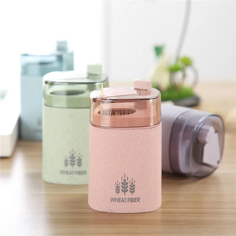 Mini Size Details about Wheat Straw Automatic Toothpick Holder Container Storage Box Toothpick Dispense