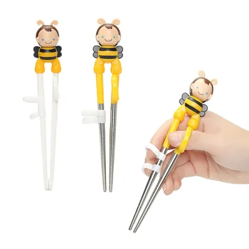 

Cute Training Chopsticks Children Learning Baby Educational Stainless Steel Dinnerware Children's Tableware For Kids Eating Lear