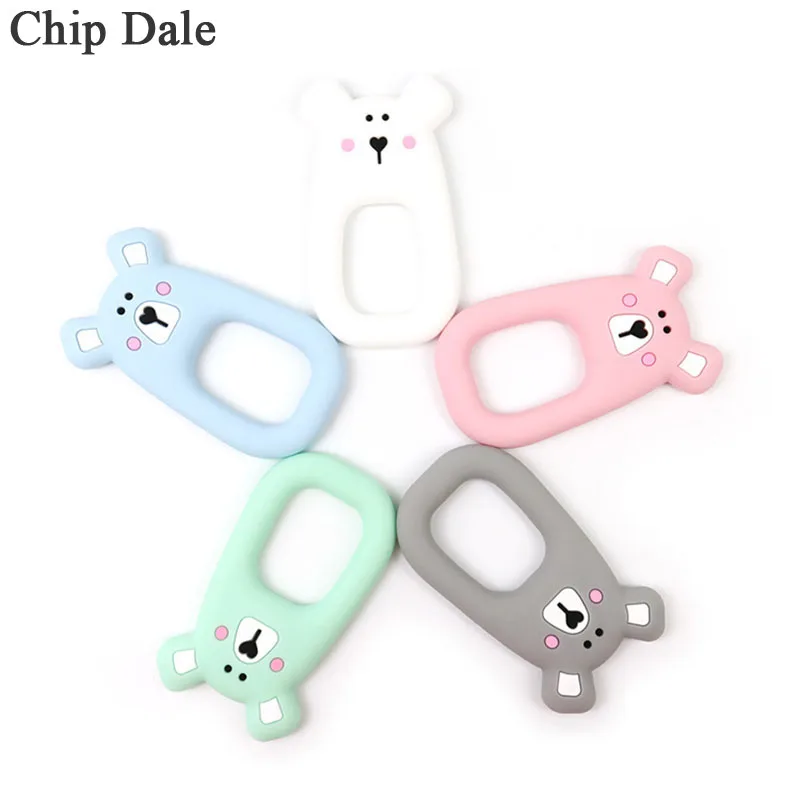 

Chip Dale 5pcs Baby Mouse Silicone Teether BPA Free Cute Animal DIY Ring Teethers Toddler Kids Chew Charms Teething Nuring Toy