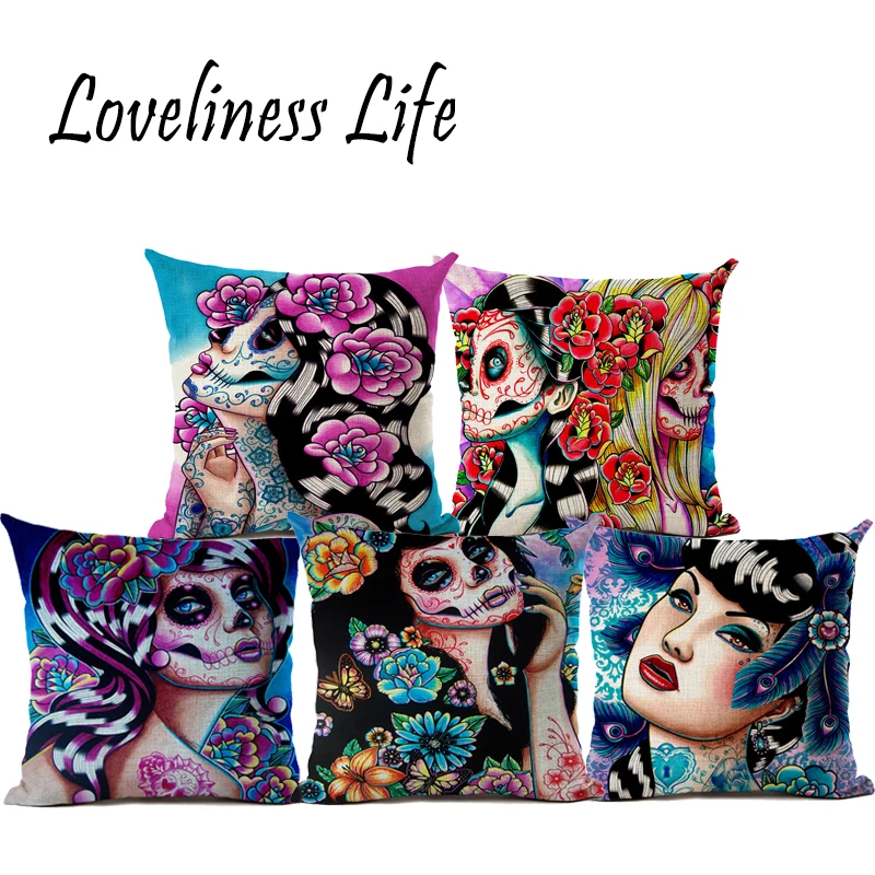 Newest Pop Art Design Portrait Printed Linen Cushion Cover Car Sofa