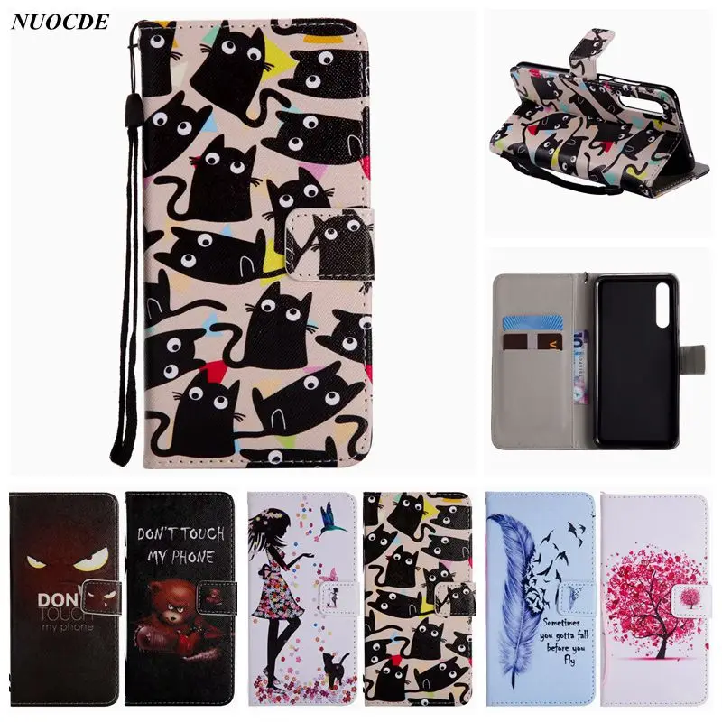 

NUOCDE Fashion Flip Wallet Leather Case For Funda Huawei P20 Pro CAT ree Pattern Magnetic Stand Phone Cover For Huawei P20 Pro